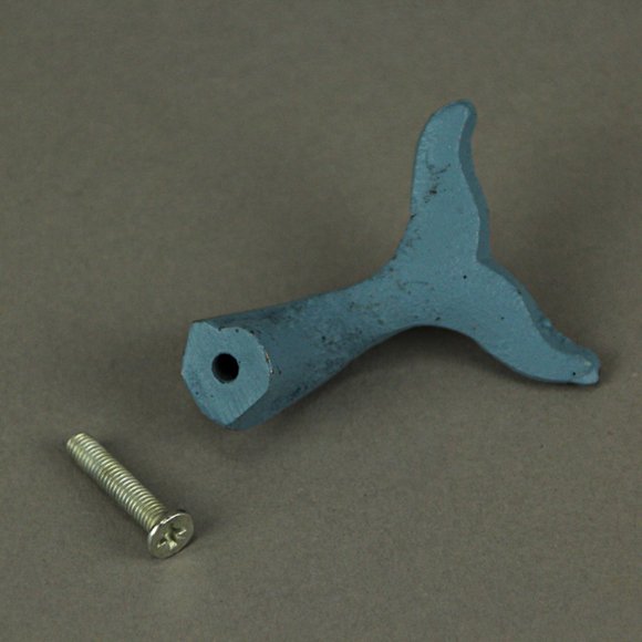 Set of 12 Light Blue Cast Iron Whale Tail Drawer Pulls - Picture 4 of 5